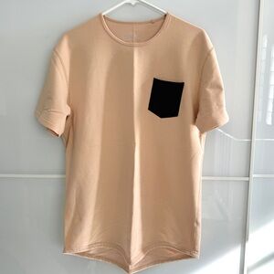 Bylt Basics Shirt Mens Large Tan Drop Cut Short Sleeve Luxury Pocket Lightweight